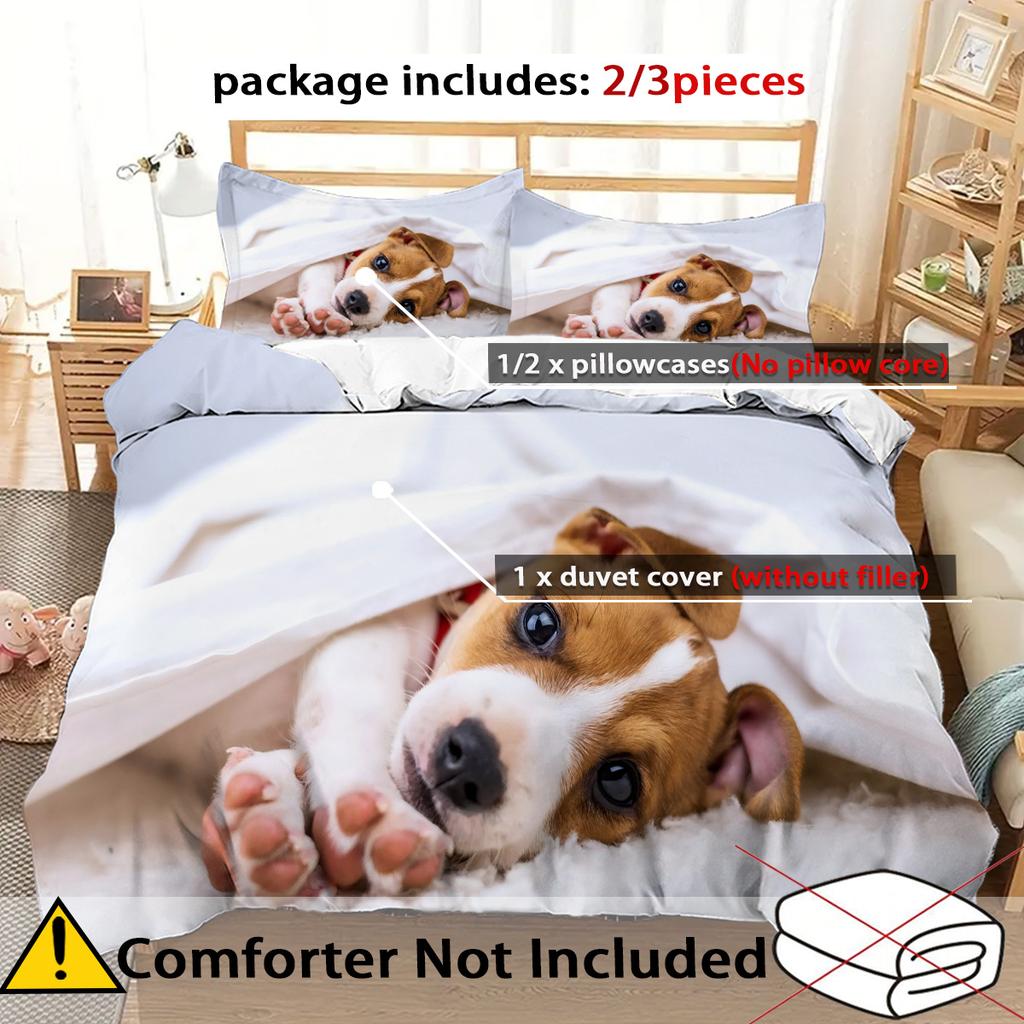 Cute Little White Dog Pattern 3D Printed Duvet Cover Polyester Luxury Bedding Set Soft Comfortable Quilt Cover Set Pillowcase