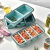 Silicone Snack Containers with Sealed Lid 2/3/4 Compartments Condiment Box High/Low Temp Resistant Divided Food Container for School Travel