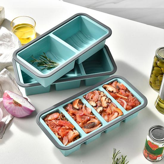 Silicone Snack Containers with Sealed Lid 2/3/4 Compartments Condiment Box High/Low Temp Resistant Divided Food Container for School Travel