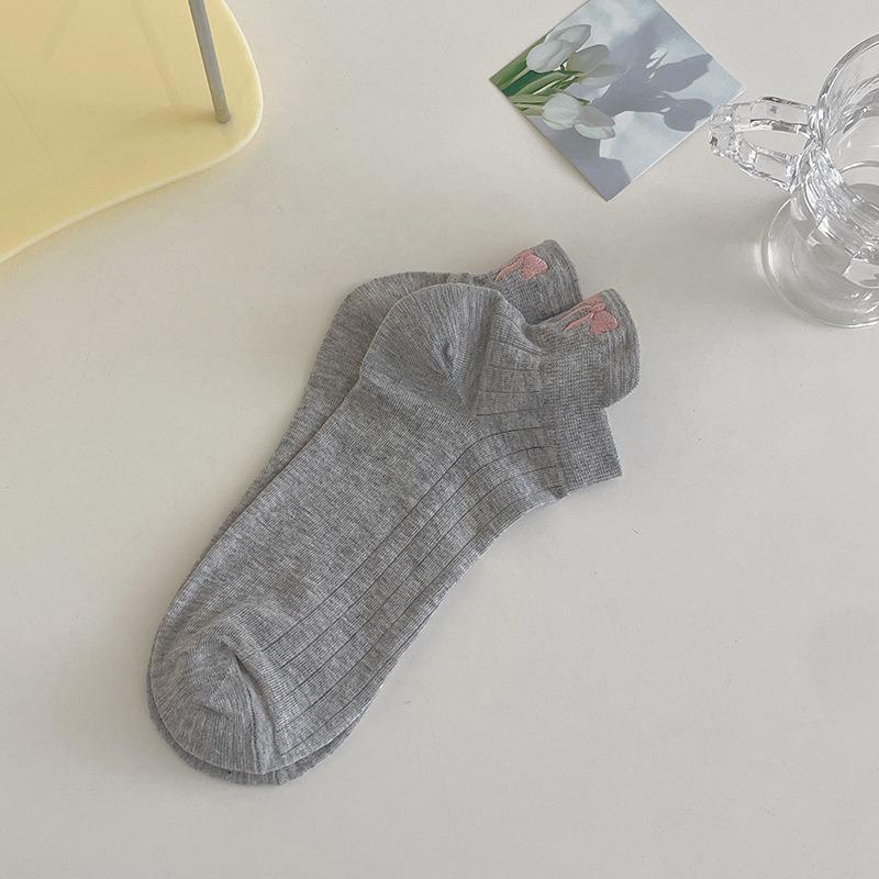 Women Short Socks Cute Embroidery Bowknot Casual Ankle Socks Spring Summer Breathable Female Tube Socks