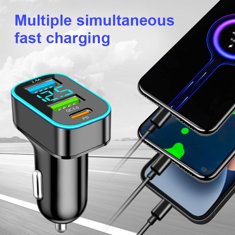 SEAMETAL Car Charger Fast Charging DC12V 24V USB Auto Charger QC3.0 PD Super Fast Charging Phone For Iphone Huawei Xiaomi OPPO