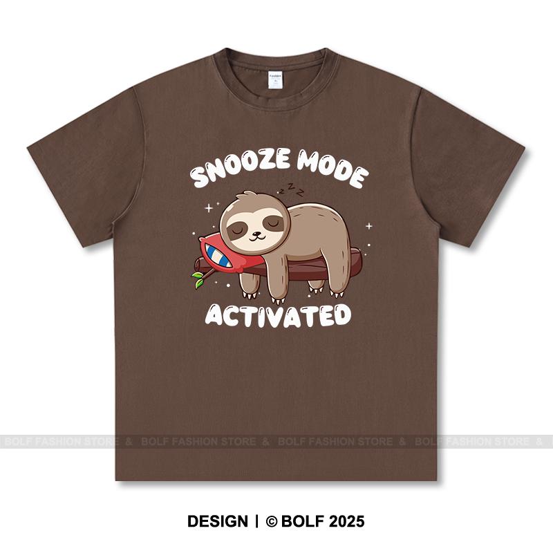 Snooze Mode Activated Printed T-Shirt 100% Cotton Oversized Sleepy Graphic Tees for Men Women Summer Tops Lazycore Streetwear