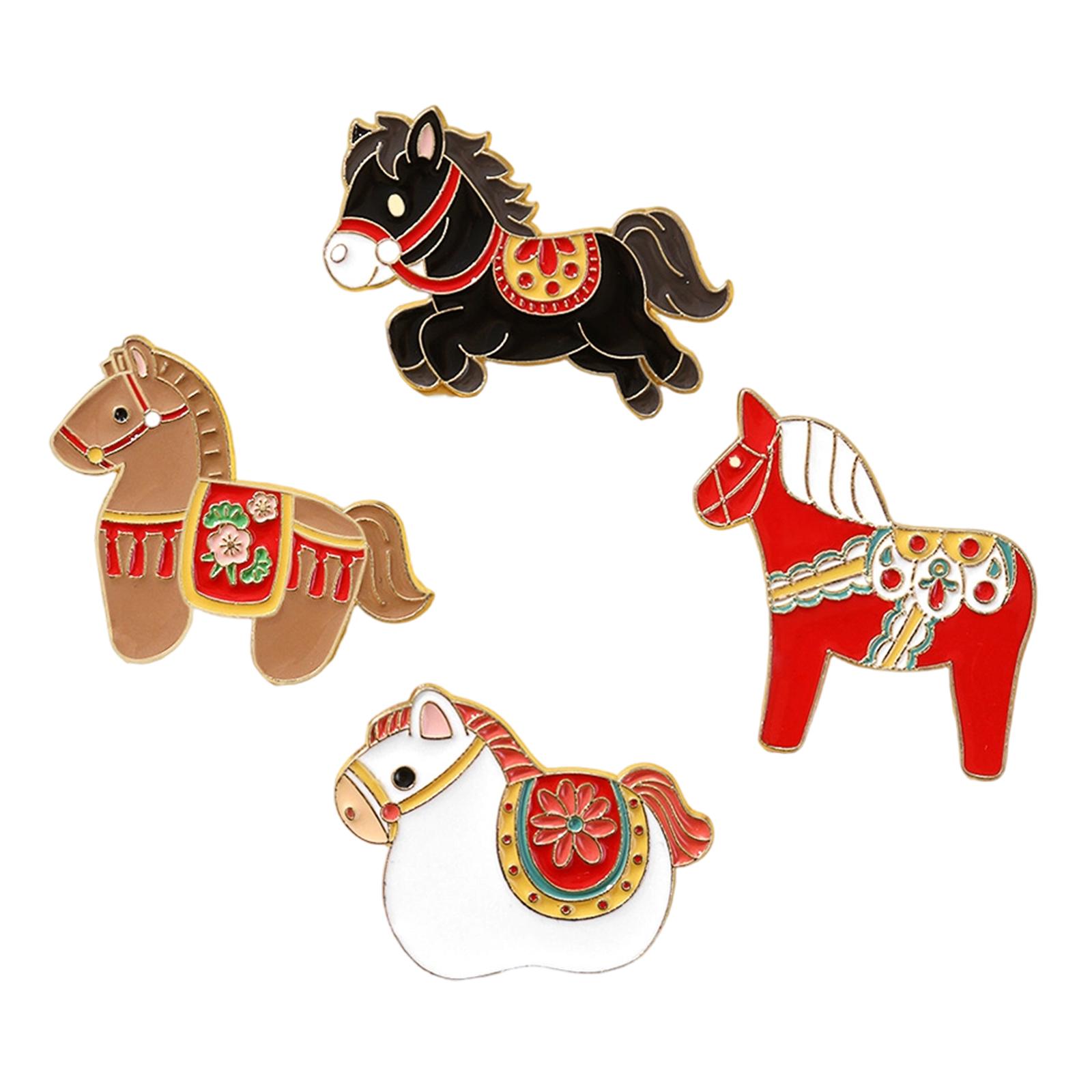 

Set of 4Pcs 2026 Year of Horse Brooch Accessory Contemporary Badge Pin For Casual Outfits Parties Work Event 1