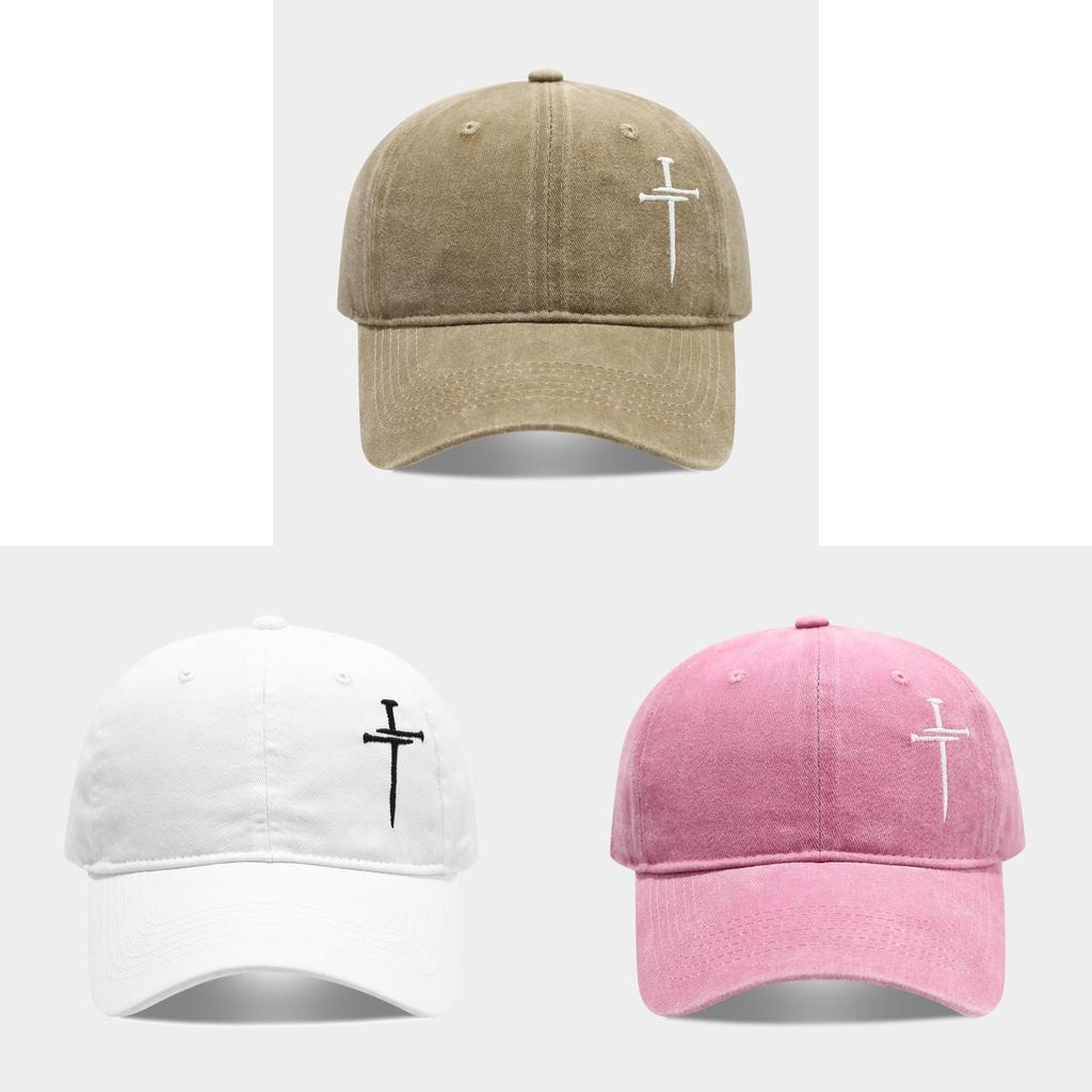 Streetwear Baseball Cap With Cross Stud Embroidery For Casual Men Women