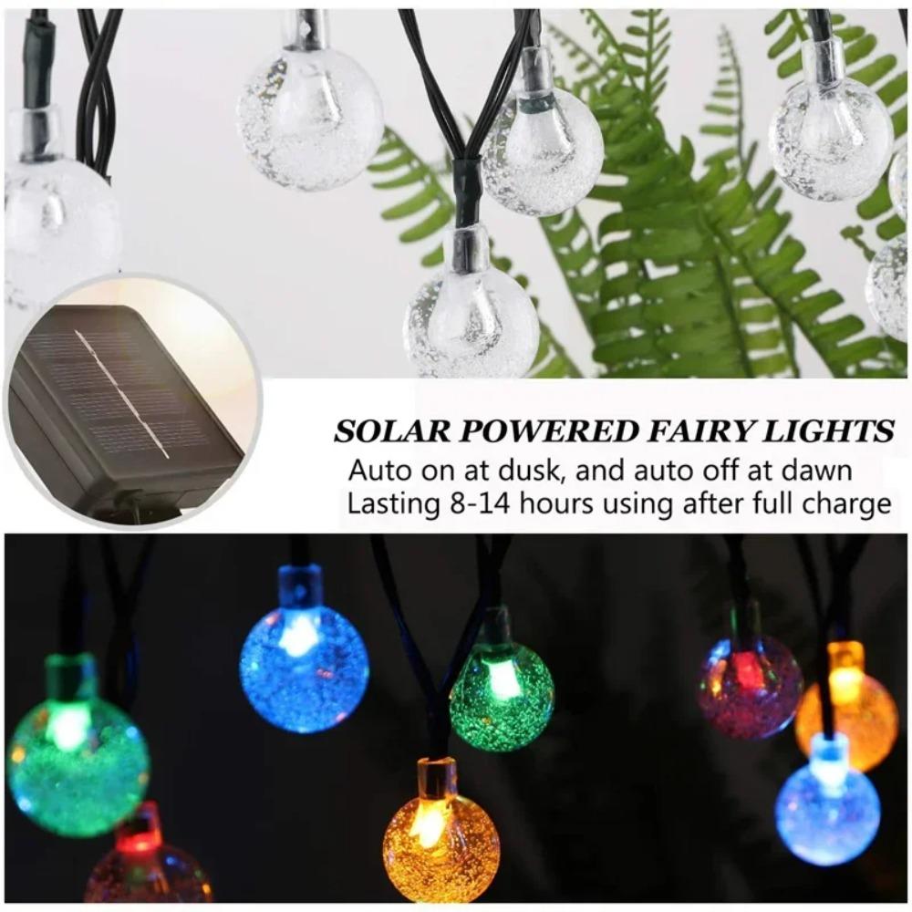 LED Solar String Lights Outdoor Leds Waterproof Crystal Globe Lights with Modes Garden Light for Patio Party Tree Decor
