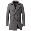 Nuevo Abrigo de Lana de Doble Botonadura para Hombre Sencilla Gabardina de Largo Medio Chaqueta de Lana Casual de Negocios para Hombre Abrigo Cálido Cortavientos