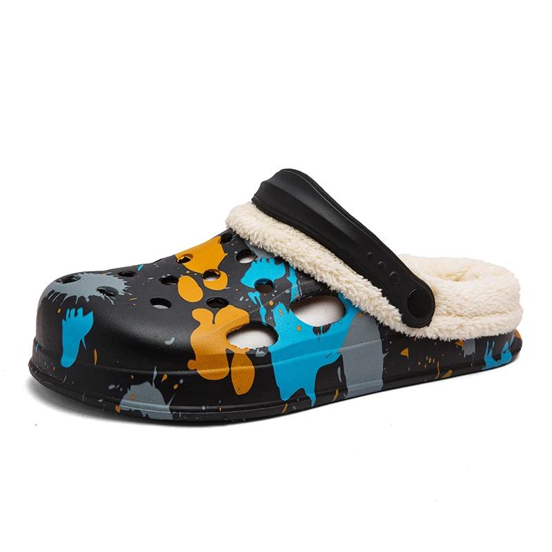 

Модные новые стильные зимние тапочки из ЭВА для дома, мужские нескользящие хлопковые модные тапочки, теплые плюшевые повседневные мужские туфли, индивидуальная горячая распродажа 44-45 чёрный