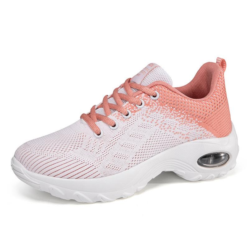 Large size new fashion casual shoes air cushion flying woven women's shoes sports shoes breathable mesh shoes heightening rocking shoes