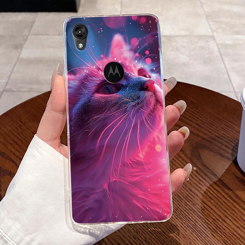 Casing For Motorola Moto E6 Case Aesthetic Cute Cat Astronaut Transparent Soft Silicone TPU Back Cover For MotoE6 e 6 Phone Case
