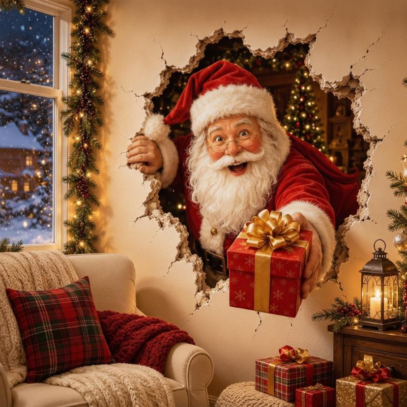 1Pc Santa Claus Wall Sticker Self-Adhesive Vinyl Decal Christmas Decoration Diy Living Room Bedroom Window Glass Cover Scratches
