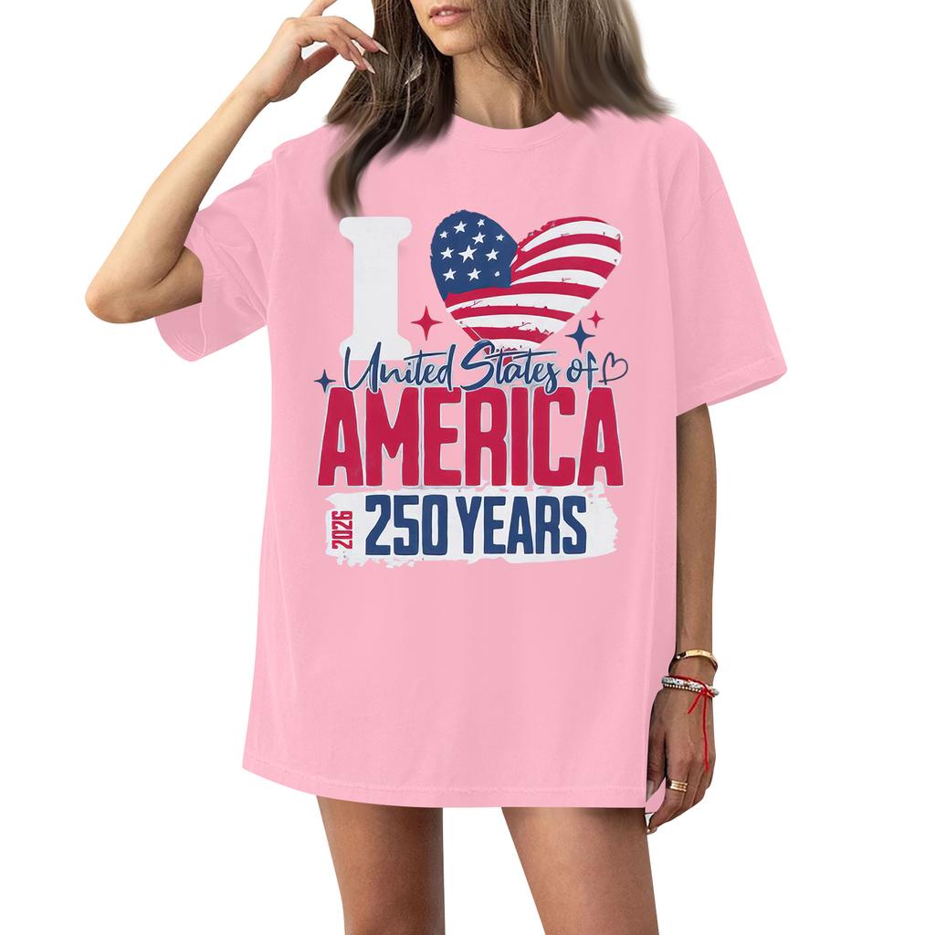 Damen Rundhals Bedrucktes Kurzarm T-Shirt Top