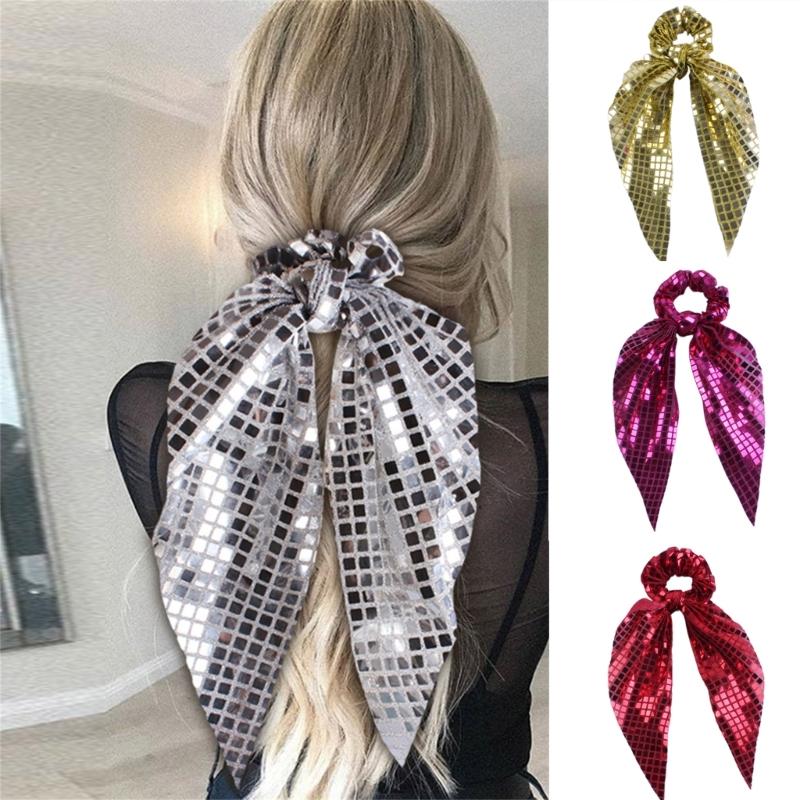 Schimmernde Pailletten Elastisches Haargummi Haargummis für modebewusste Frauen Elastisches Haarband für verschiedene Anlässe