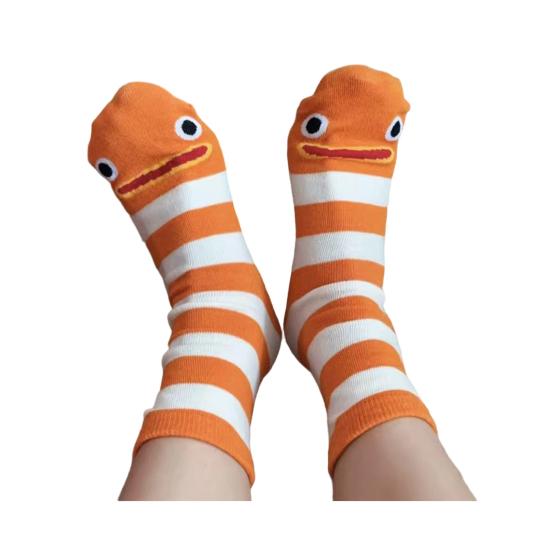 

1 Pair Garden Eel Striped Mid-calf Socks Moisture Wicking Breathable Cotton Casual Socks Men Women Stretch Sports Crew Socks оранжевый