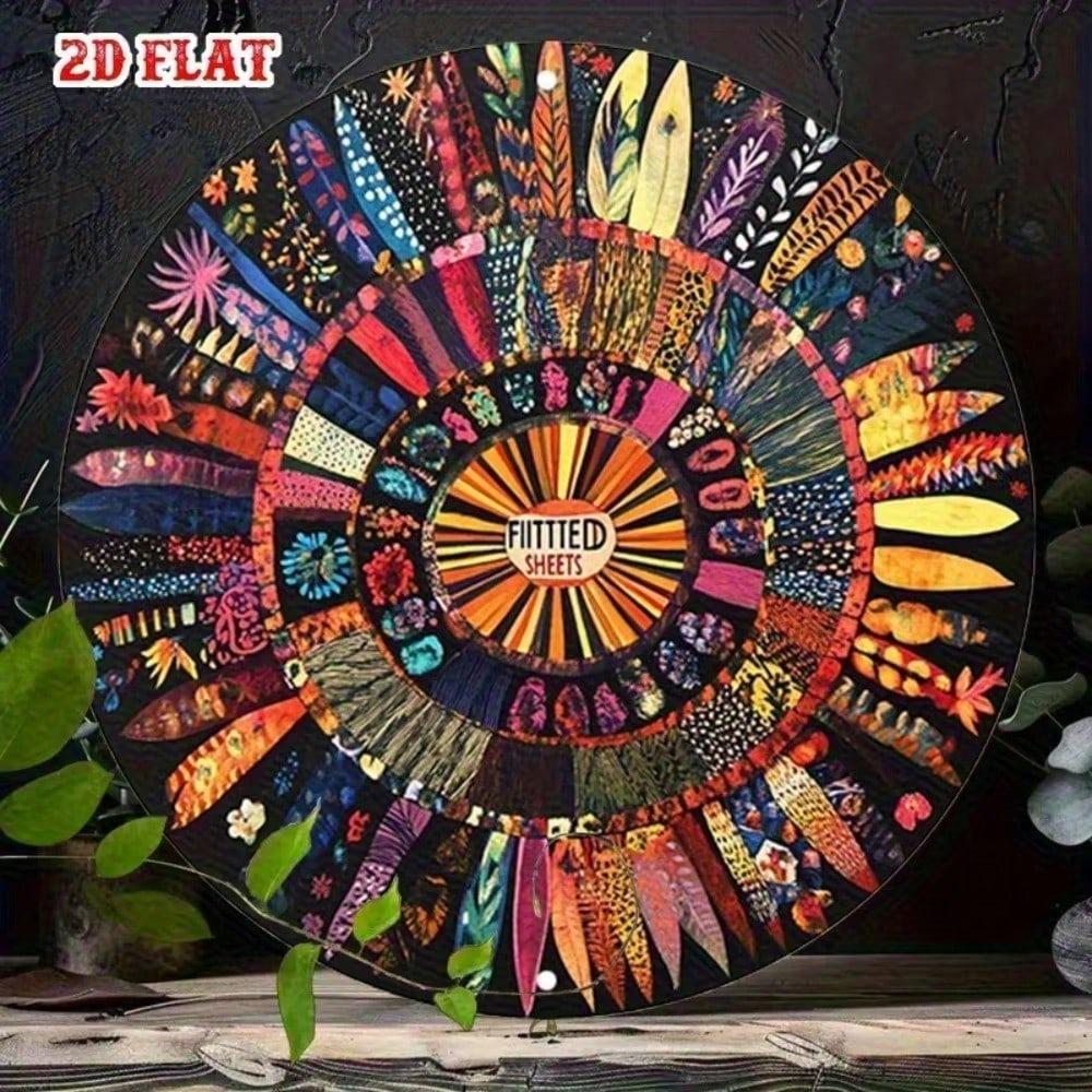 Retro Sunburst Floral Metal Wall Sign Aluminum Lightweight Home Porch Art Easy Hang Garden Party