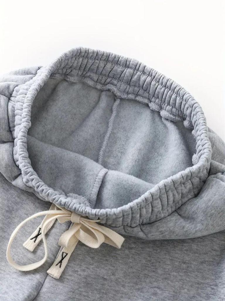 American Fleece-Lined Warm Straight-Leg Sweatpants – Trendy, Loose, Solid Color Casual Pants for Autumn & Winter