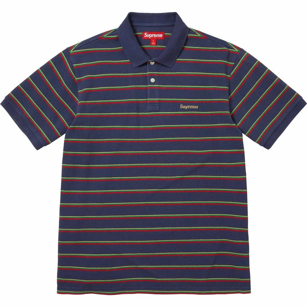 Supreme Washed Stripe Polo Navy