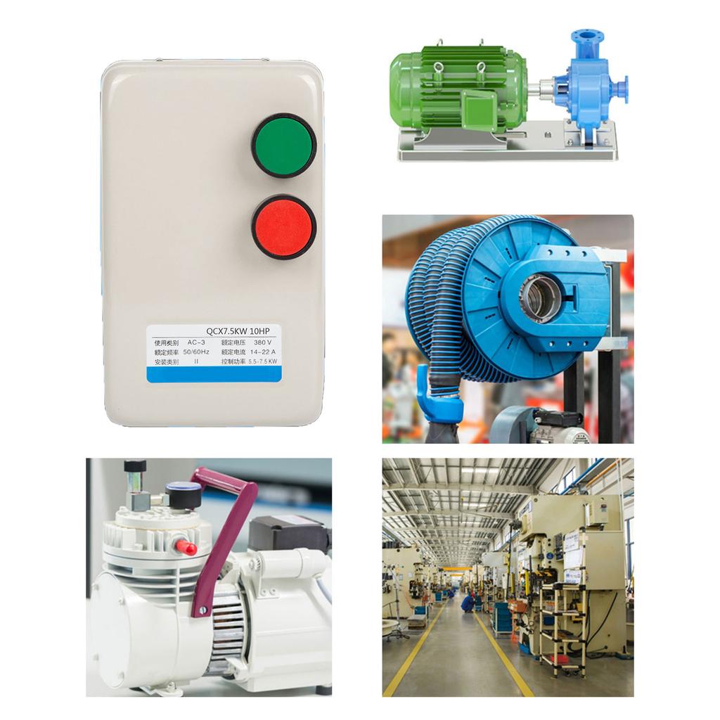 Magnetic Electric Motor Starter 220V 7.5KW 10HP Portable Accessory for Air Compressor Double Phase Switches Control