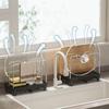 Stainless Steel Pot Lid Rack Detachable Space Saving Cutting Board Holder with Drain Pan Stable Pot Cover Shelf Kitchen