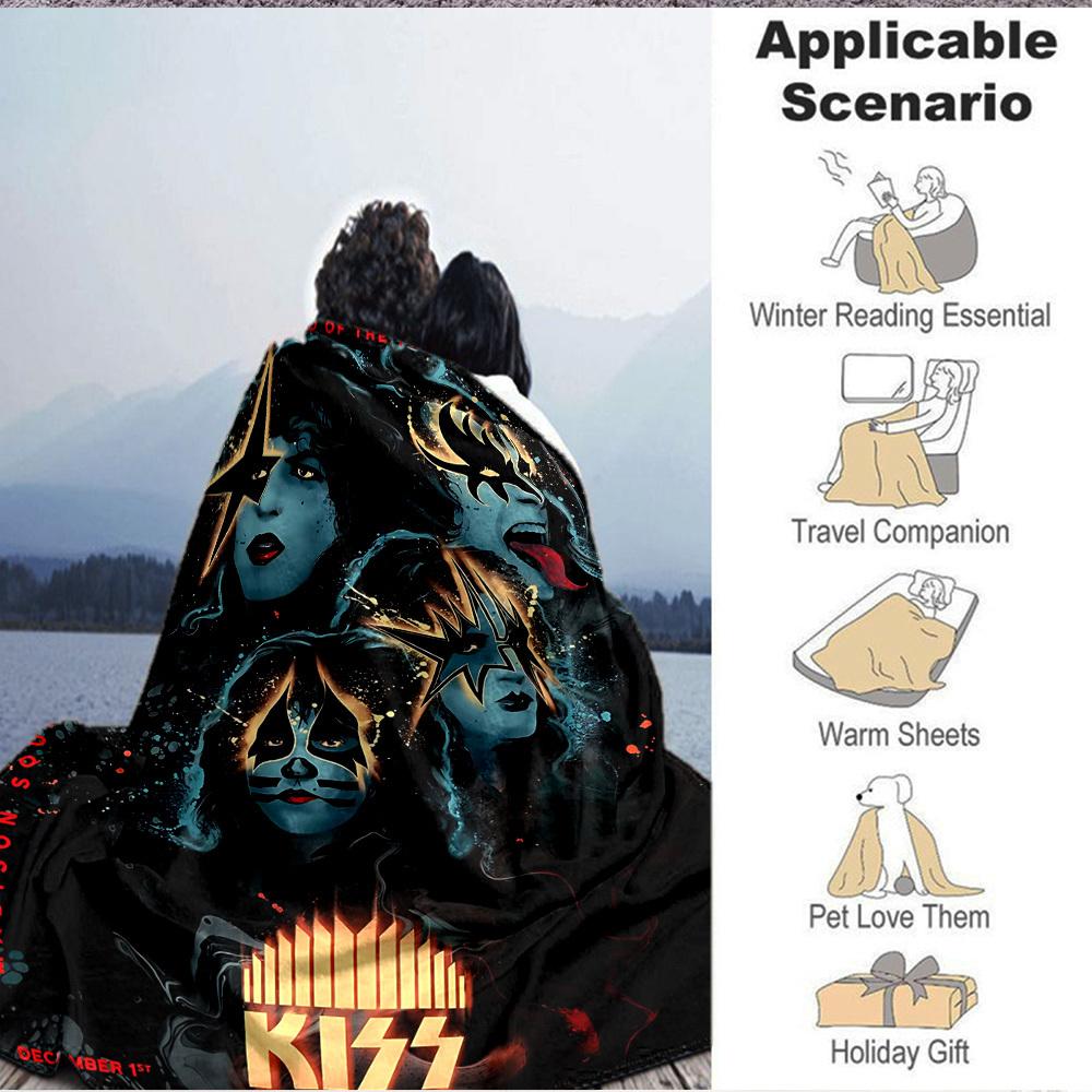 1pc KISS Band Blanket Soft All Season Throw with Vibrant Design, Perfect for Home, Travel, and Gifts, Ideal for Naps and Camping