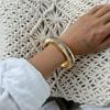 Ingemark 4 Styles Vintage Brown Thick Resin Acrylic Wide Bangles Women Hip Hop Metal Spring Bracelets Grunge Jewelry Steampunk