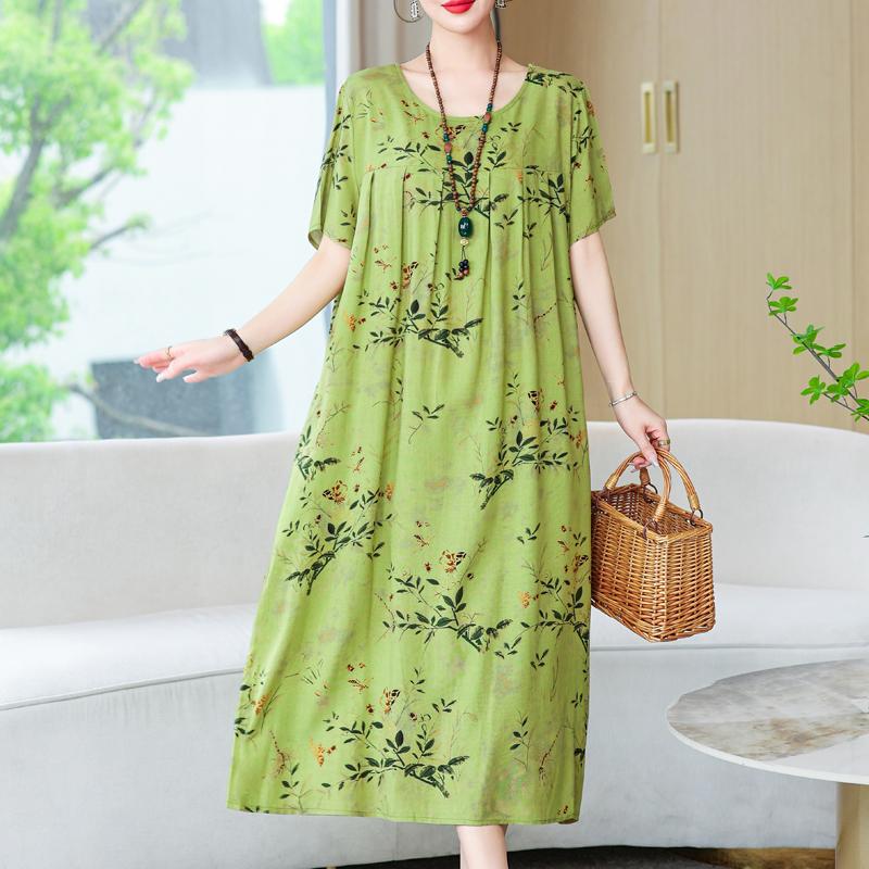 Women's Loose Dresses Elegant Plus Size Short Sleeve Casual Summer Oversize Long Dress Female Vintage Clothes