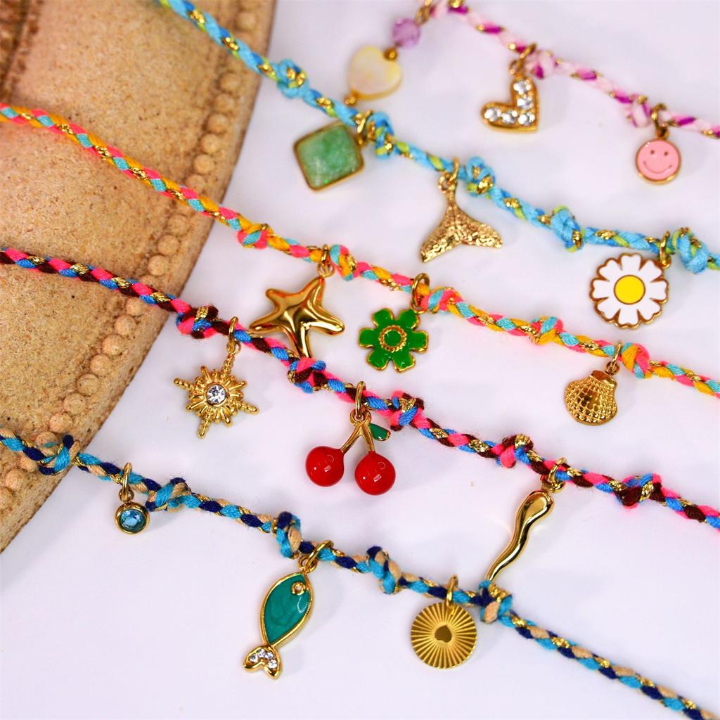 Colored Braided Titanium Steel Bracelet with Ins Style, Light Luxury, Dopamine High-end Feel, Gold-plated Color Retention