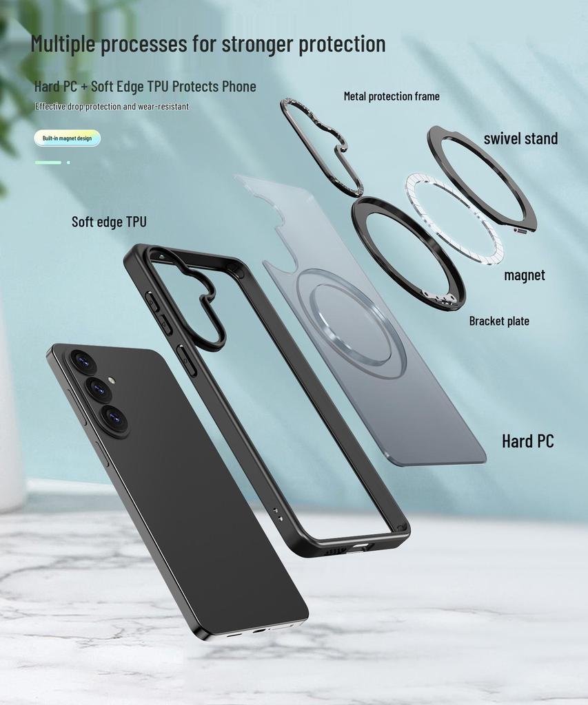 Samsung S26 Ultra Telefoonhoesje met 360 Draaibare Standaard - Valbestendig Beschermhoesje voor S25/S24 Plus