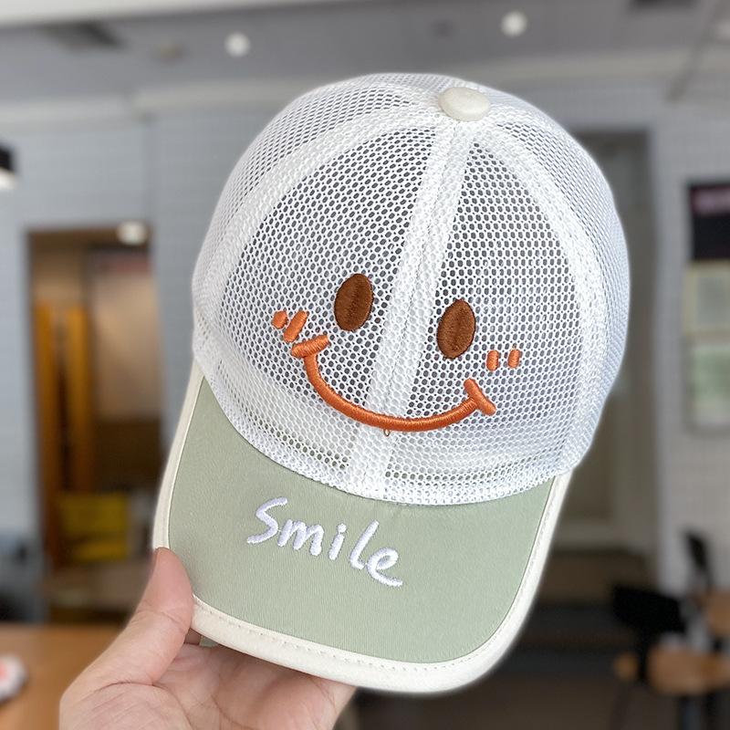 Boys' Baseball Cap with Smiling Face Embroidery, Children's Cat Hip-hop Net Hat, 2-8 Year Old Children's Sun Hat