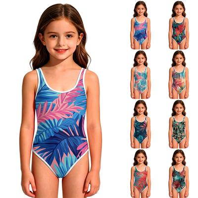 Girls' One-Piece Swimsuit - Round Neck Summer Bathing Suit