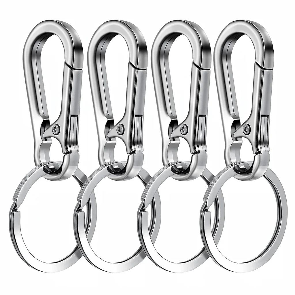 4Pcs Metal Carabiner Shape Key Ring Keyring Carabiner Clip Keychain Holder Clips Hook Holder Organizer for Car Keys Finder Amagi