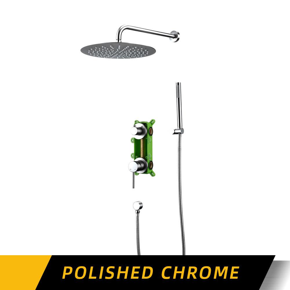 Podtynkowy kran prysznicowy Mosiężny zawór sterujący Montowany na ścianie 2 funkcje 10 cali Bateria łazienkowa Ciepła i zimna Oddzielny uchwyt Zestaw podtynkowy