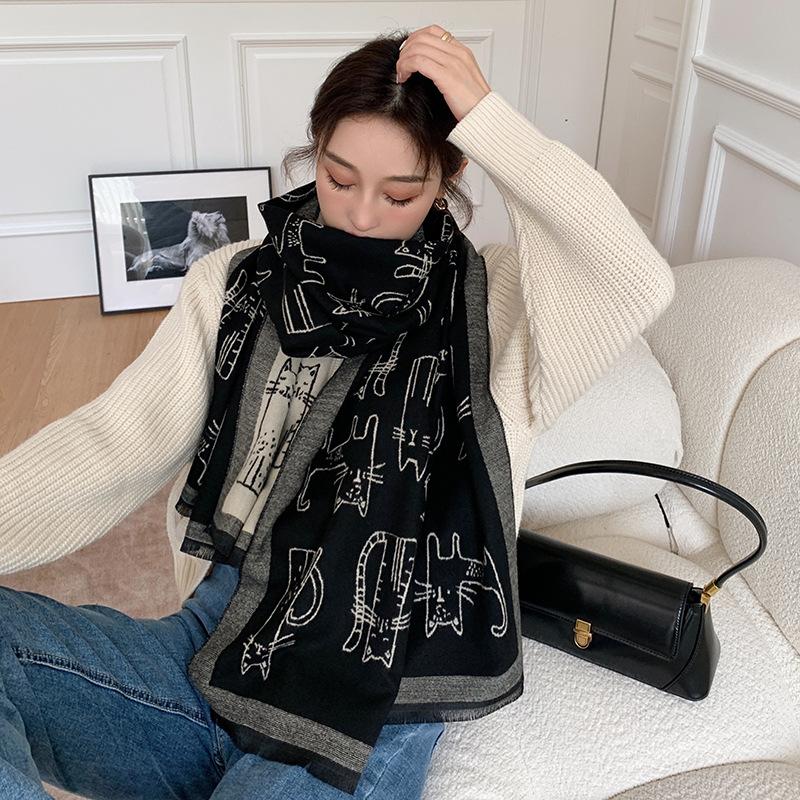 Herbst Winter Neue Schal Weibliche Imitation Kaschmir Gedruckt Langen Schal Schal Herbst Stil Warme Schal Außerhalb