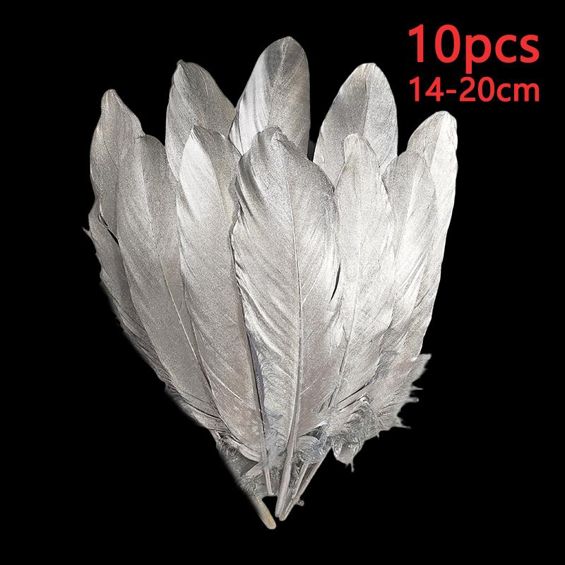 

10-15-20cm Trim Feathers For Crafts Gold Silvery Decoration Plumas Long Big Hats Goose Small Accessories Vase Carnival Tree