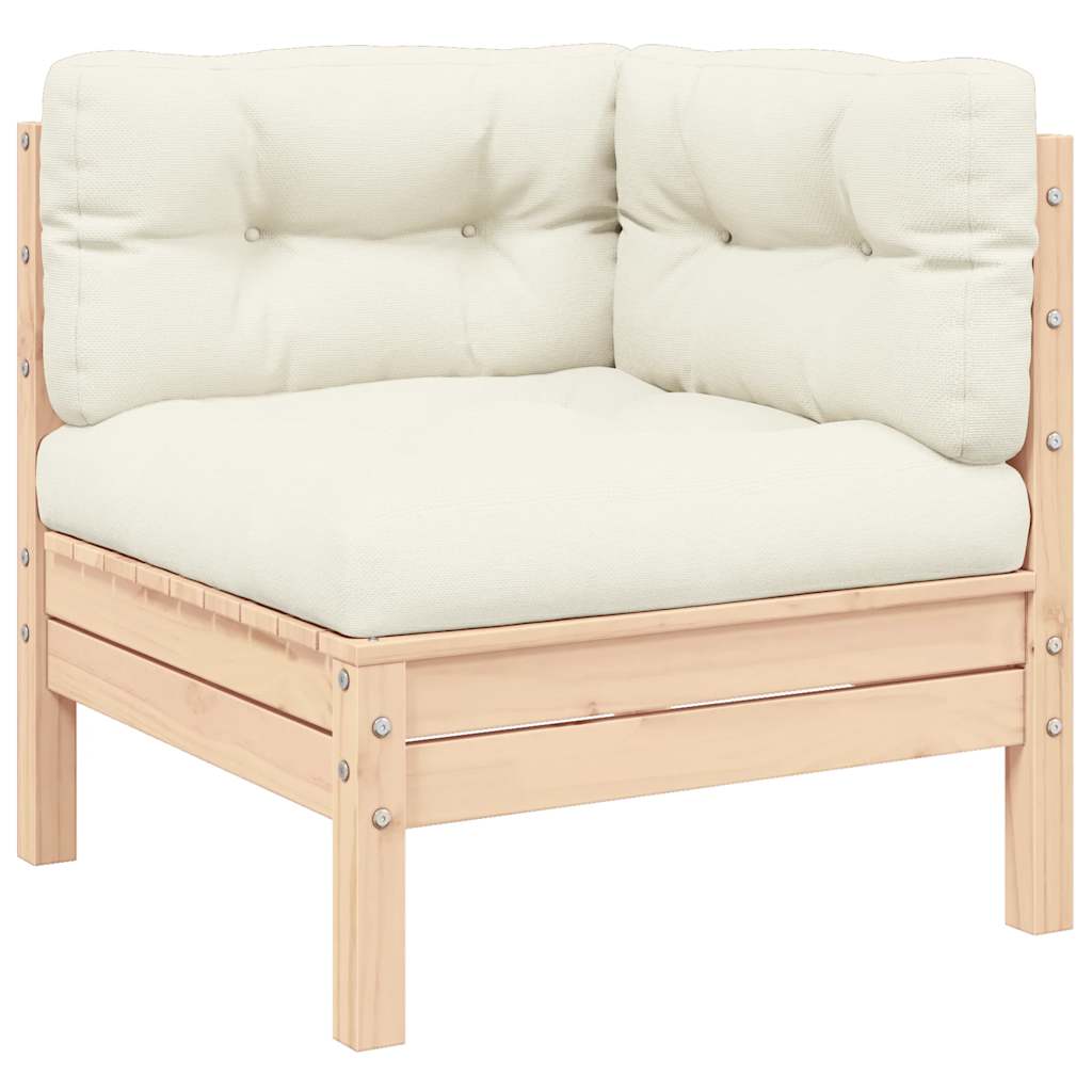 vidaXL 3-tlg. Garten-Lounge-Set mit Kissen in Creme Massivholz Kiefer