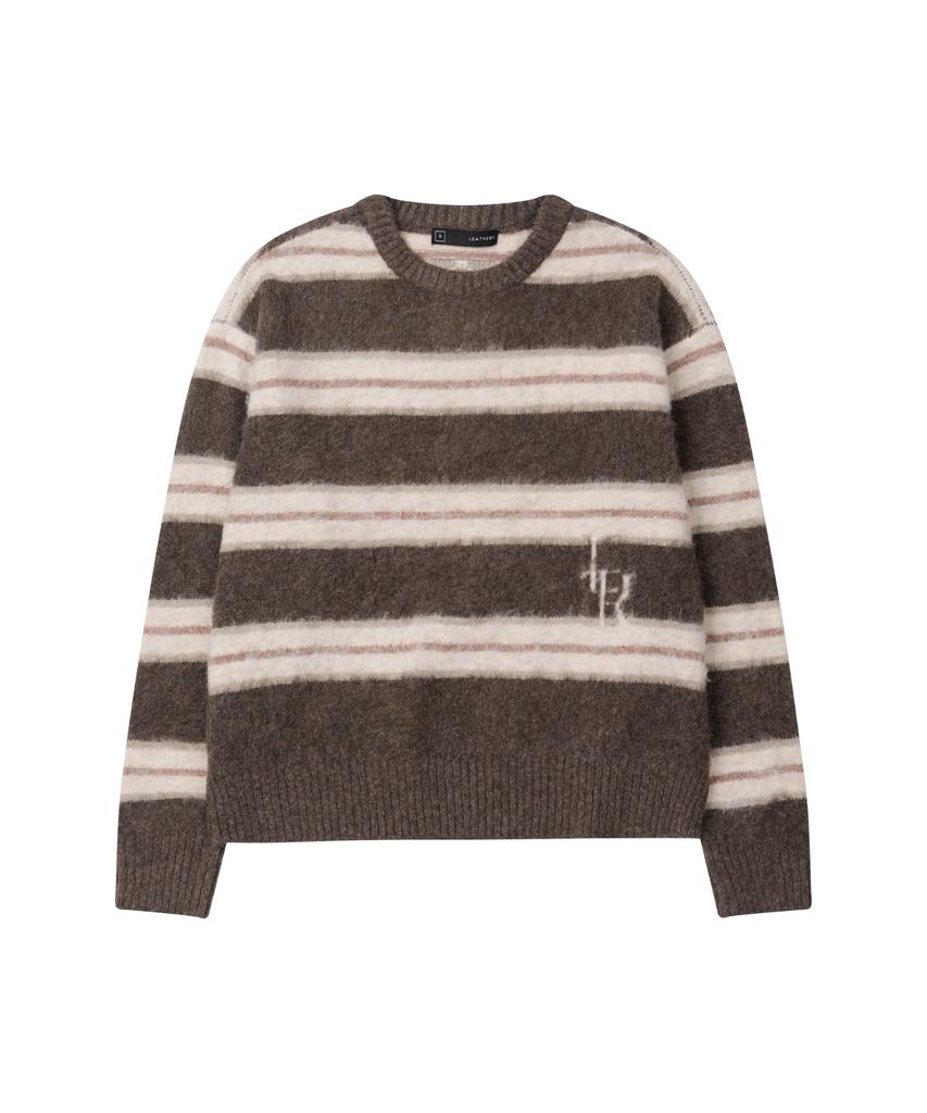 Ledeoli Logo Hairy Stripe Knit [Grey]