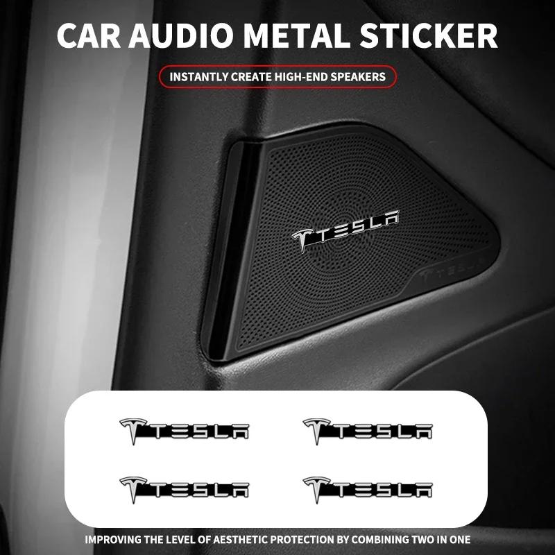 Car Styling 3D Metal Alloy Speaker Audio Stickers Badge Emblem Decal for Tesla Model 3 Model X Y Style Roadster Car Accessories