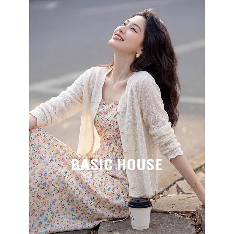 Basic House Women s Crochet Knit Cardigan M