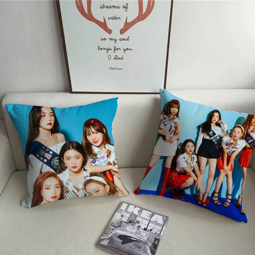 1 Stück Kpop R-Rot V-Samt Klassische Kissenhülle Quadratisch Schlafzimmer Sofa Freizeit Komfort Kissen Auto Heimdekoration Kissenbezug 40x40