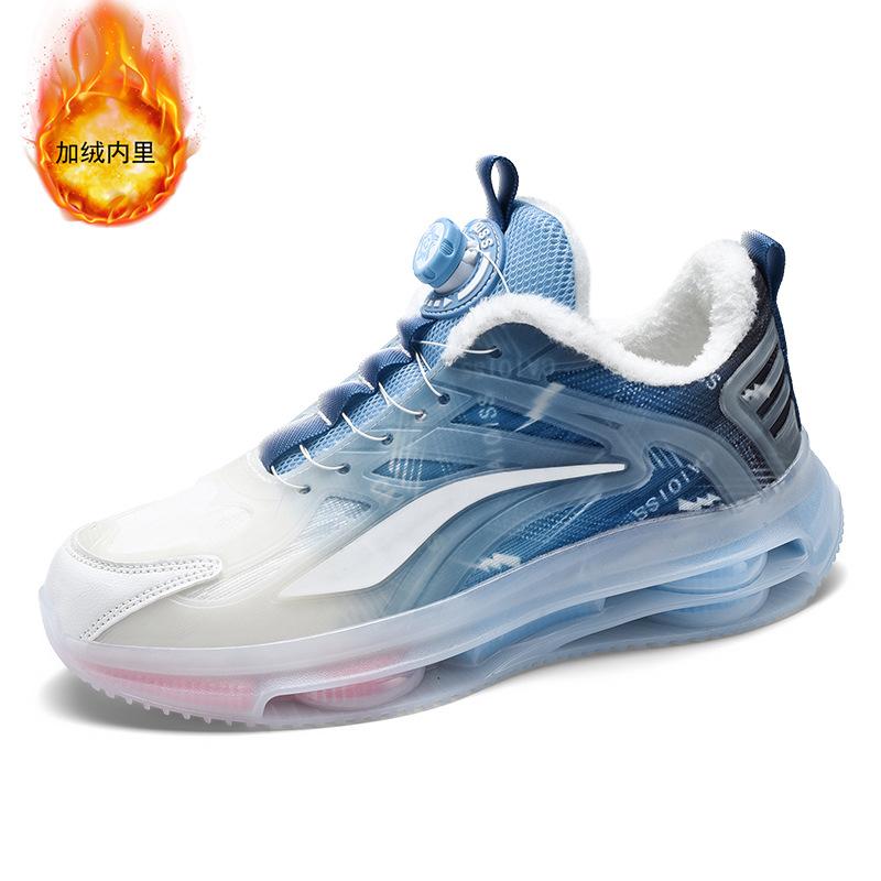 

Мужские туфли с поворотной пряжкой зима 2025 новые бархатные утолщенные теплые хлопковые туфли молодежные спортивные повседневные папа модные туфли 36 небесно-голубой