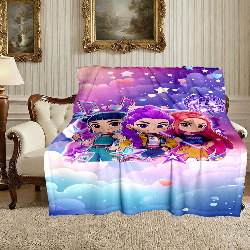 Soft Kpop Demon Hunters Blanket Perfect for Snuggling Up on the Sofa, Ideal for Cozying Up in the Bedroom