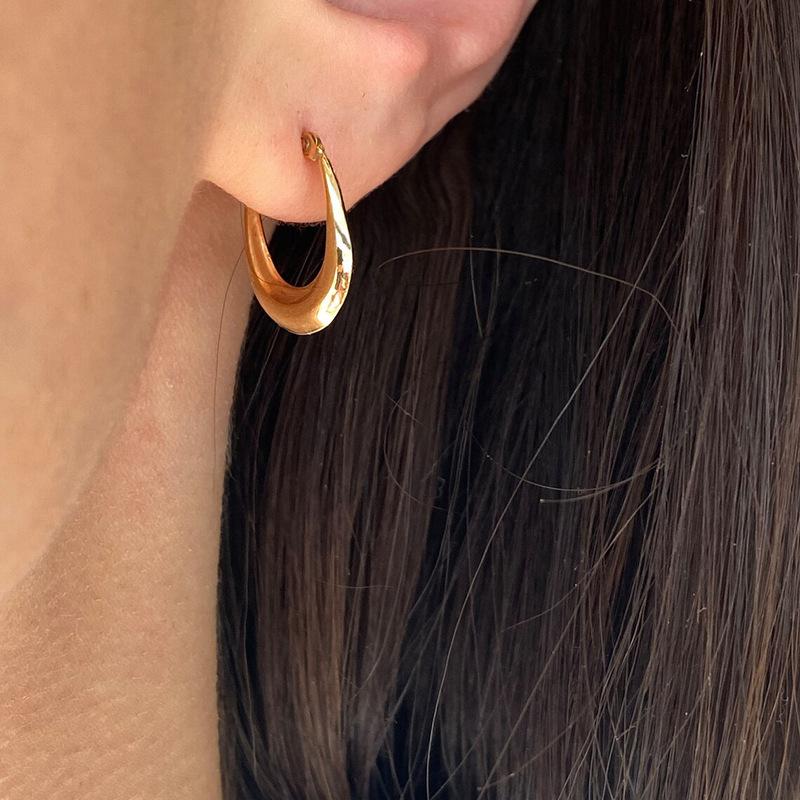 Classic Water Drop Shape Earrings, French Retro Cold Wind Element Ring Earrings, Geometric Three-Dimensional U-Shaped