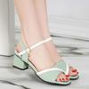 Women's Sandals Fashion Soft Leather High Heeled Sandals Summer Gentle Style Thick Heeled Women's Shoes