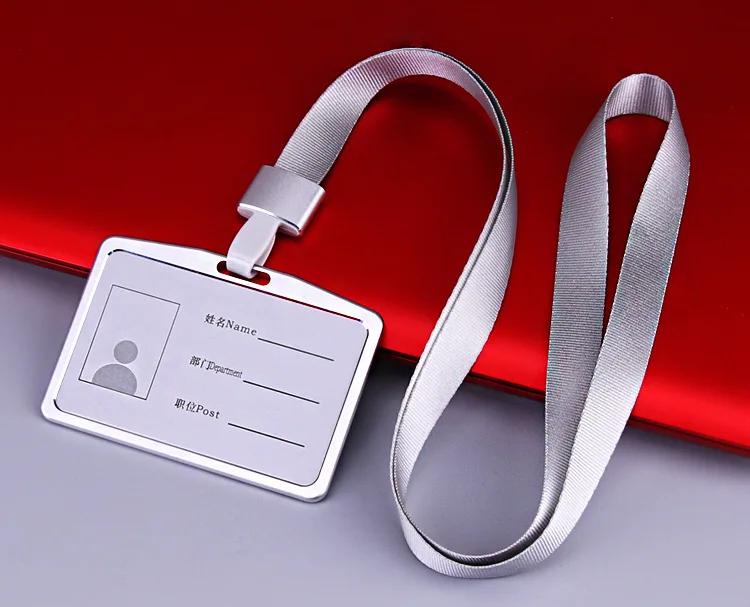 Aluminum Alloy Card Cover Men Women Business Work Name Card ID Badge Lanyard Metal Case Credit Card Holder Bags Protector