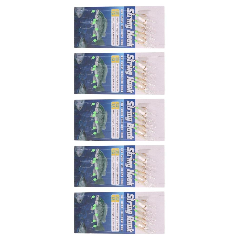 5 Sets Soft Fish Skin Fishing Rigs with Luminous Beads Fishing Lure Rigs Saltwater Fishing