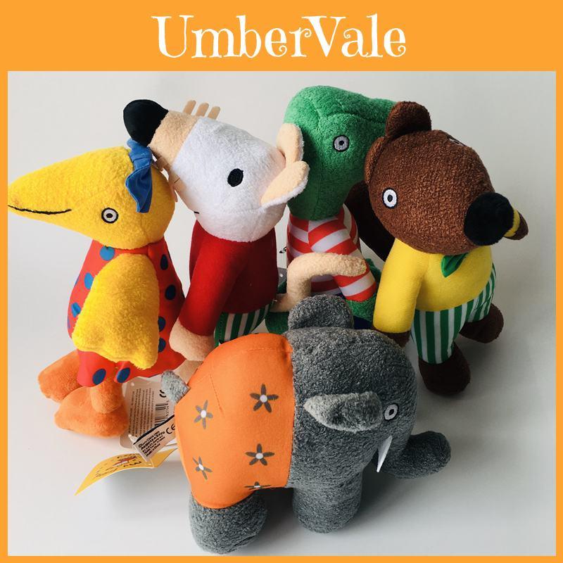 Set di peluche fatto a mano di Maisy Mouse con adorabile coccodrillo, elefante, scoiattolo e uccellino giallo per bambini e collezionisti
