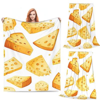 3D Cheese Pattern Variety Design Blanket Soft Warm Flannel Throw Blanket Cover for Bed Living Room Picnic Travel Home Couch