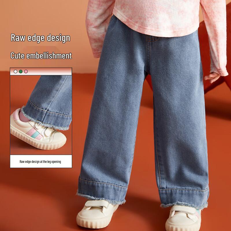 Джинсы Wide-Leg для девочек ASK JUNIOR, вымытый деним 100