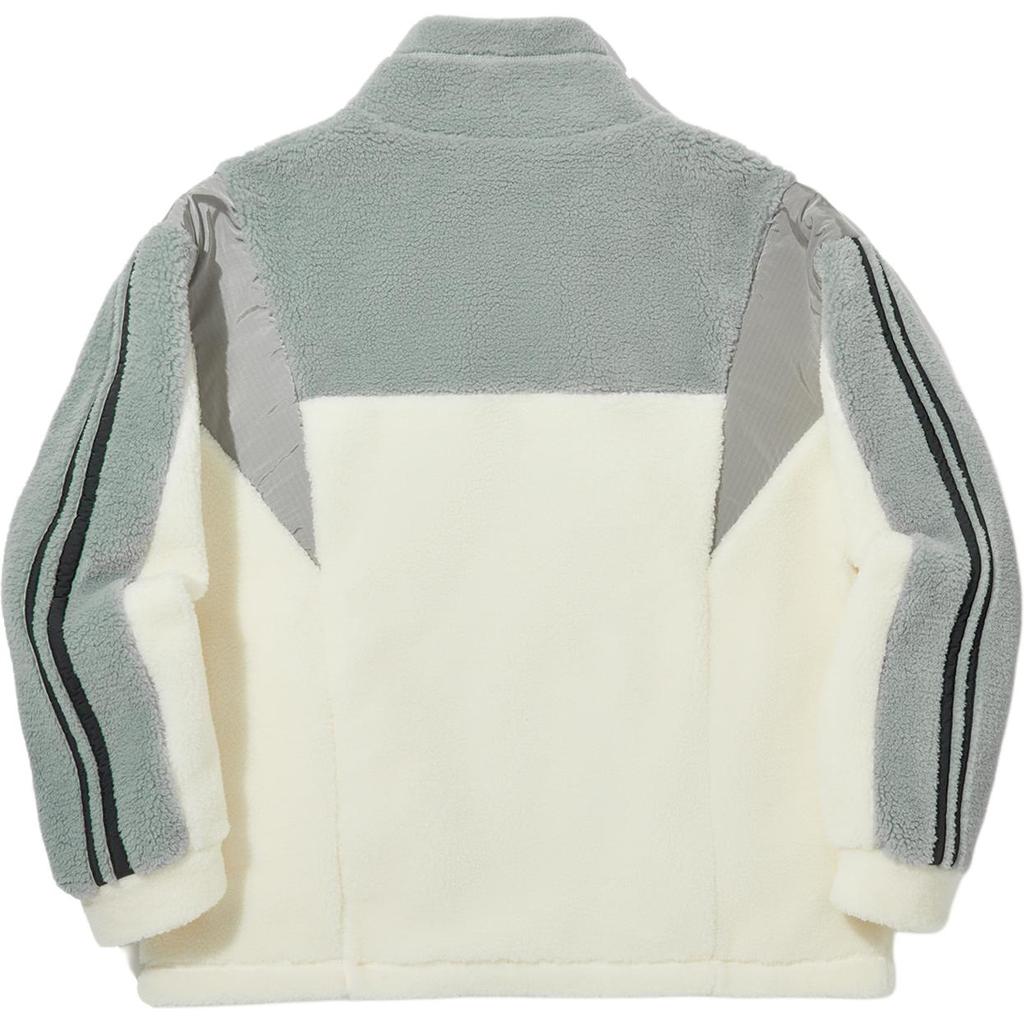 Li Ning Serie Reignite Cardigan Largo Comodo Casual Semplice Cerniera Collo Alto Blocco di Colore Felpa Unisex Felpa Grigio Panna AWDUB41-2