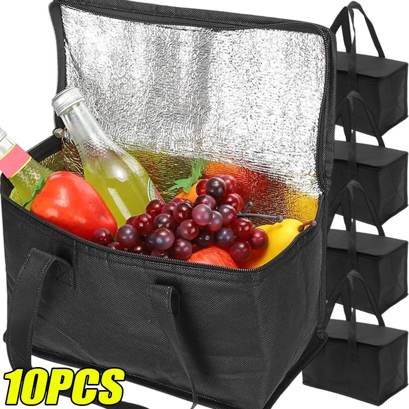 Insulated Thermal Bag Drink Storage Cooler Bags Outdoor Lunch Box Container Zipper Food Picnic Pouch Waterproof Delivery Bags