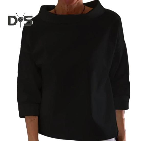 

Женская однотонная толстовка на весну и осень с высоким воротником и длинным рукавом, свободная футболка, уличная одежда 2XL чёрный